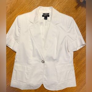 Style & Co. White Short-Sleeve Single-Button Blazer